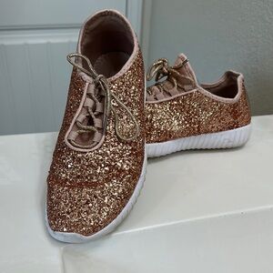 Forever 21 Gold Glitter Sneakers with Lace-Up Design